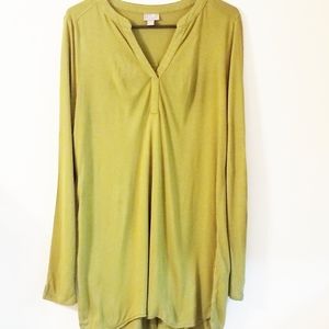 j.jill Green Long Sleeves V-Neck Women's Tunic SzL